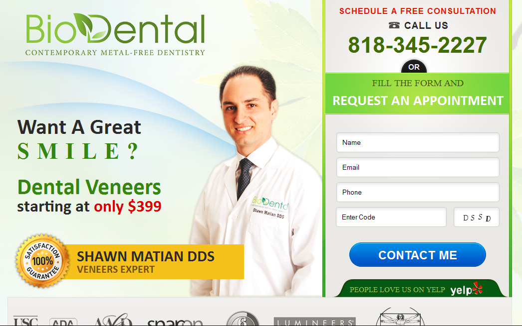 BioDental Veneers Landing Page